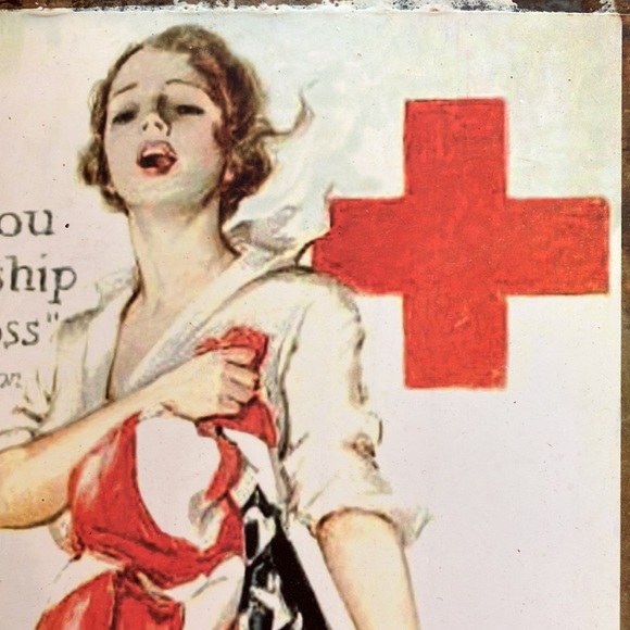 Vintage-look metal wall hanging from Hobby Lobby of WW1 Red Cross poster - Picture 15 of 16